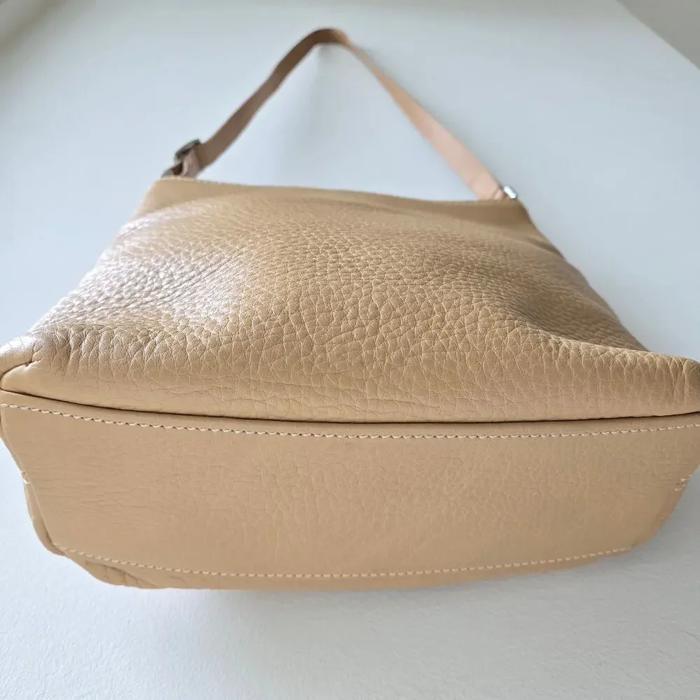 Coach Vintage Hudson Pebbled Leather Crossbody Purse Beige Neutral Bag Bullseye